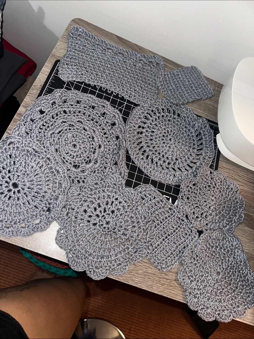 Crochet Coasters & Doilies bundle - Gray Set of 9